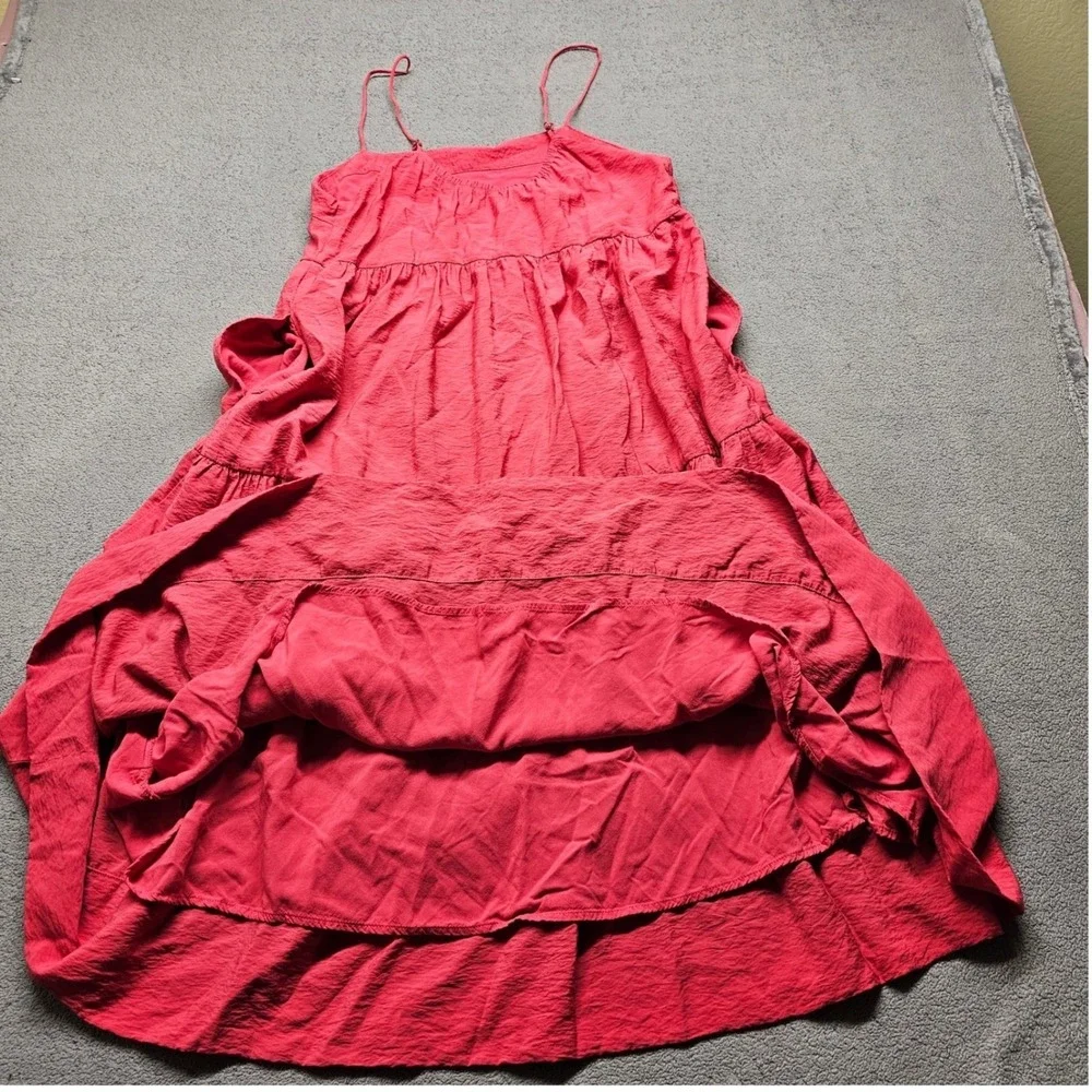 Abercrombie & Fitch Tiered Maxi Dress Womens MP Pink Lined Adjustable Straps